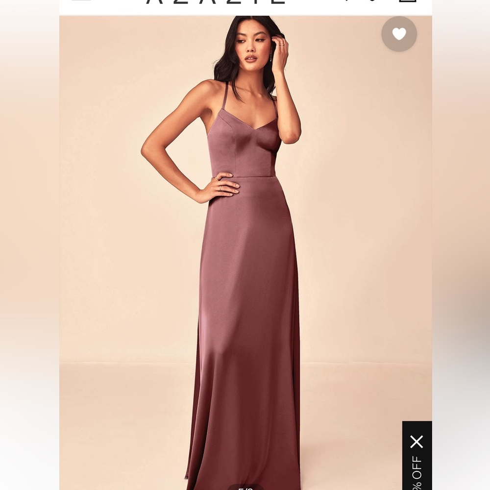 AZAZIE MEI Satin
Flowy V-Neck Stretch Satin Long Dress dusty rose